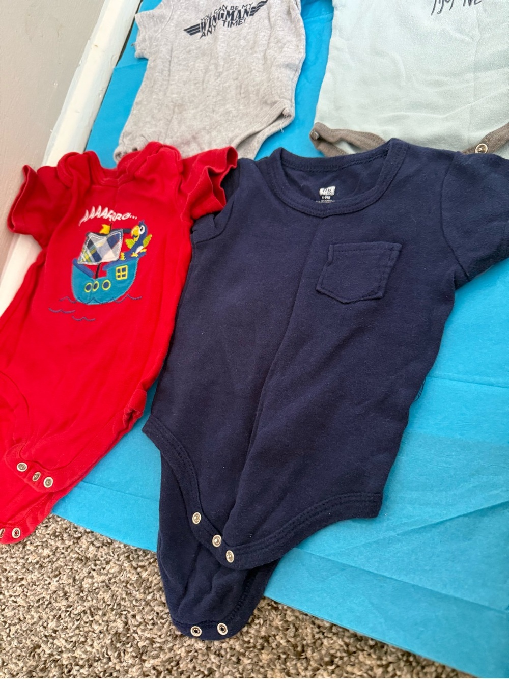Garanimals Navy Short-Sleeve Baby One-Piece with Pocket